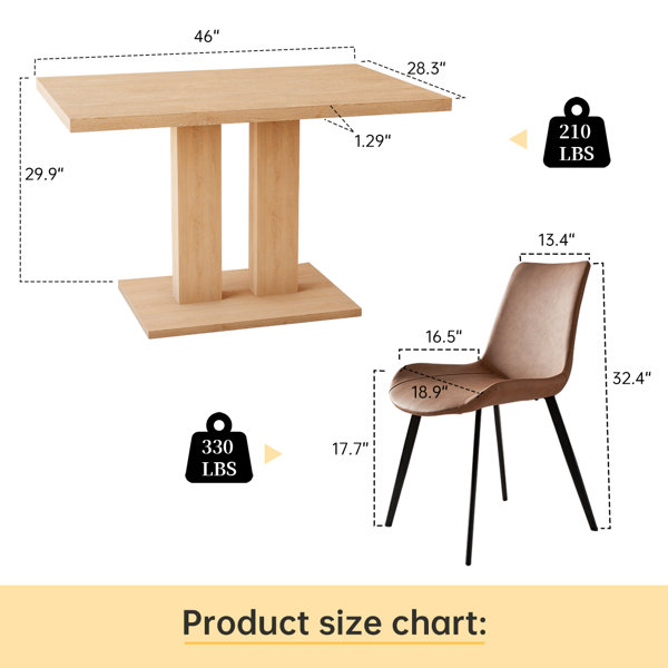 Latitude Run® Louisette 46'' Modern Dining Kitchen Table with and 4 ...